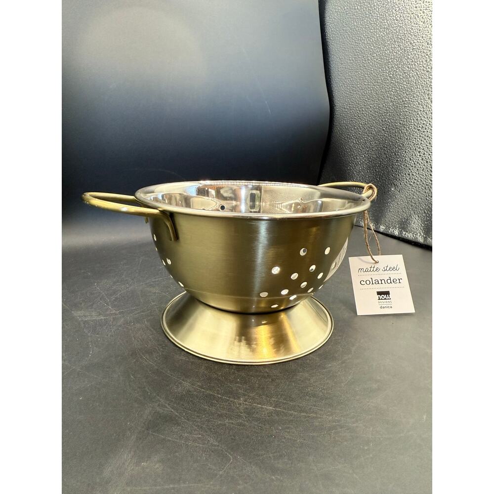 NOW Designs Gold Steel Colander – 1 Quart - new with tags